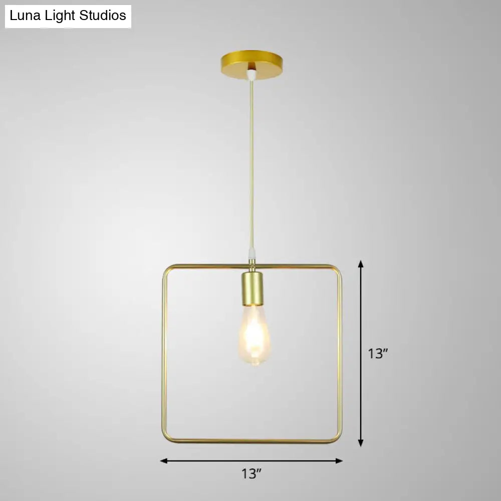 Gold Metal Cage Pendant Ceiling Light - Nordic Design 1 Bulb Dining Room Suspension