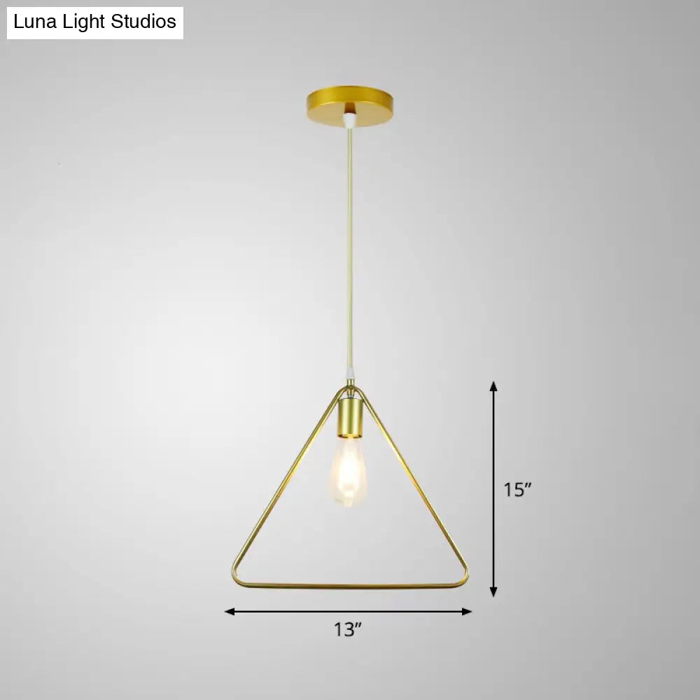 Gold Metal Cage Pendant Ceiling Light - Nordic Design 1 Bulb Dining Room Suspension