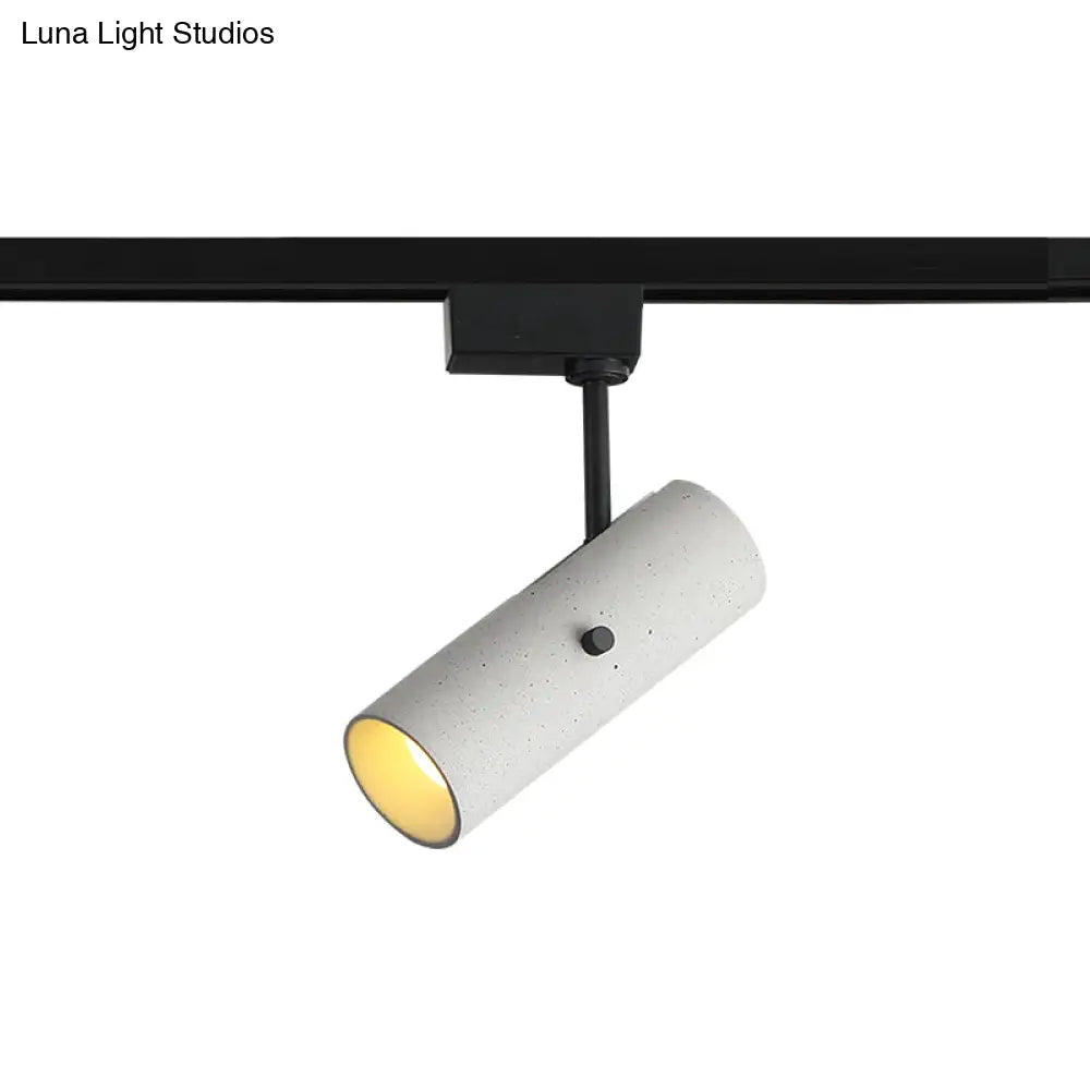 Grey Cement Semi Flush Mount Spotlight With Modern Cylinder Shade For Dining Room