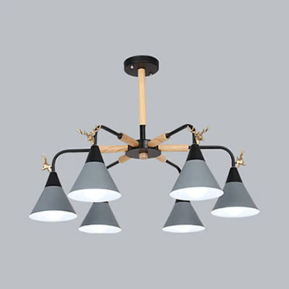 Horn-Shaped Macaroon Pendant Light - Metal Hanging Lamp For Bedroom Grey