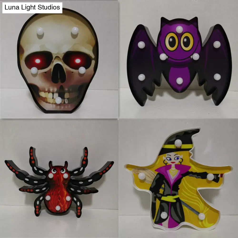 Horror-Themed Led Night Light: Battery Operated Compact Black Nightstand Lighting