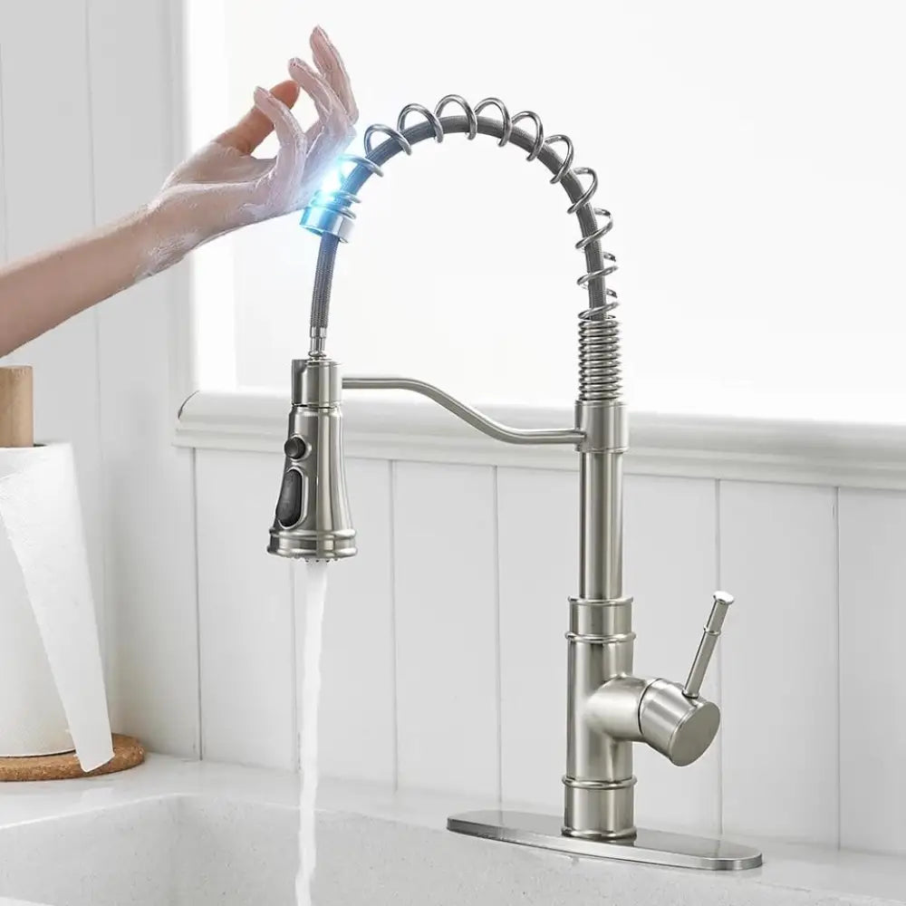 Hydrobliss - Modern Smart Spring Faucet Brushed Nickel Kitchen Faucets