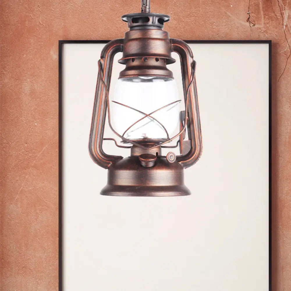 Industrial Clear Glass Pendant Ceiling Light For Coffee Shop - Black/Bronze/Antique Brass Finish