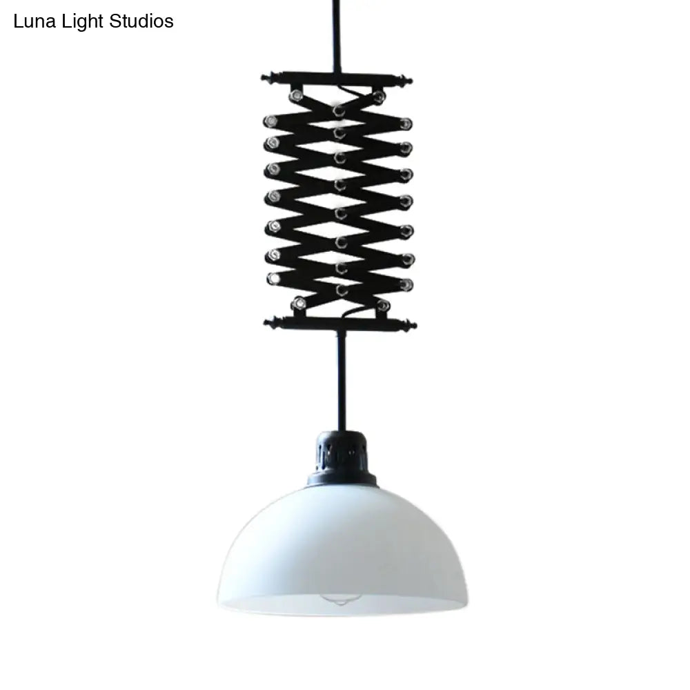 Industrial Style 1 Bulb Metal Dome Ceiling Light - Extendable Pendant For Balcony Black/White