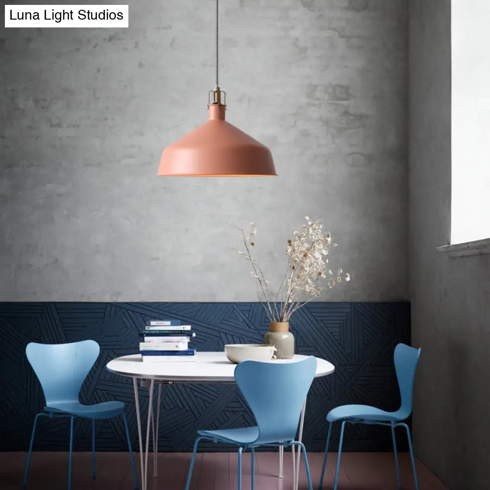 Industrial Style Metal Pendant Light With Adjustable Cord - 1-Light 8.5’/13’ Width Domed