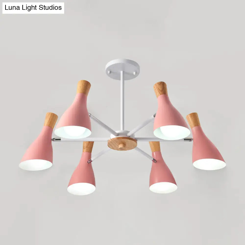 Iron Bias-Cut Bottle Chandelier - Macaron Style Pendant Light For Living Room