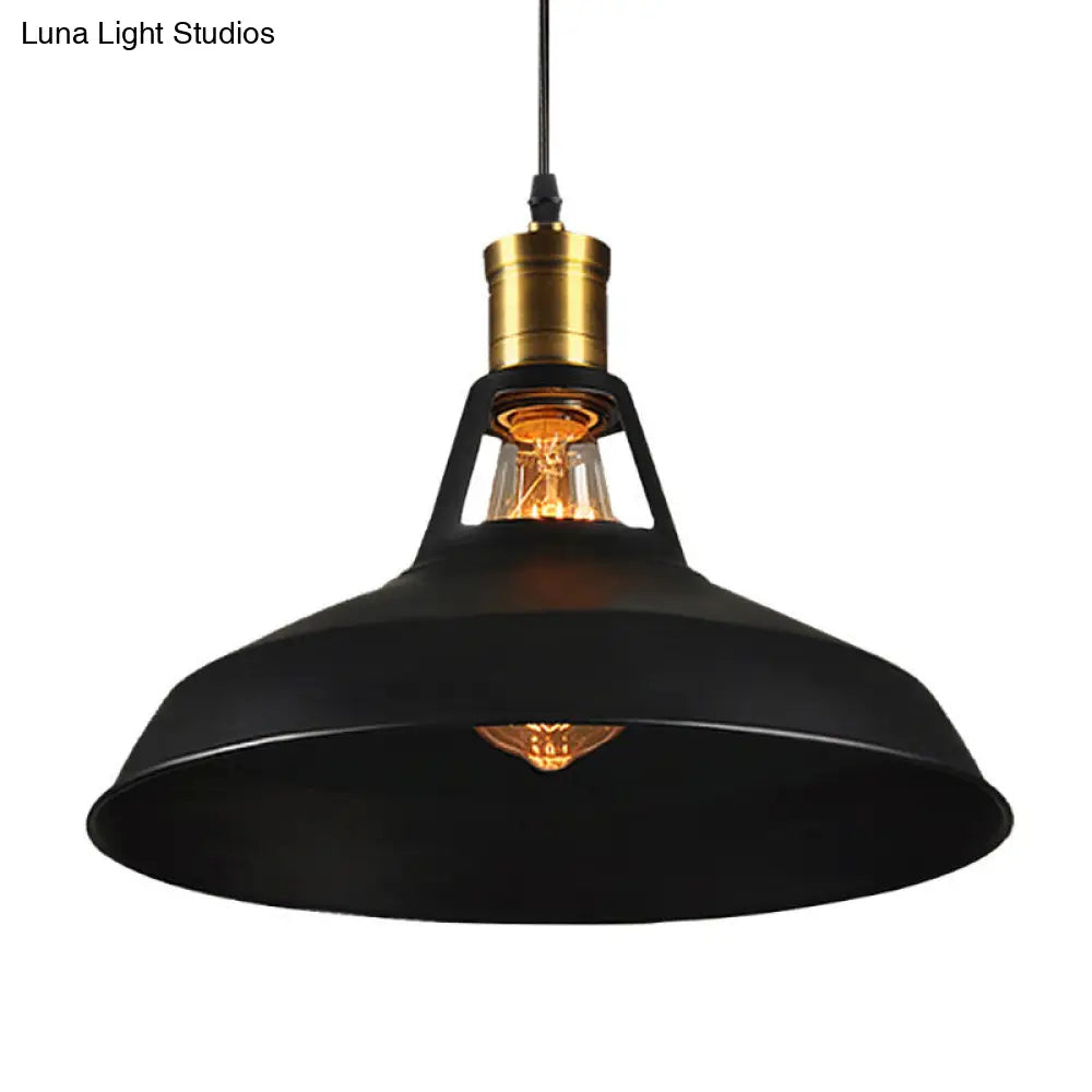 Iron Hanging Pendant Light Fixture For Restaurants - Single Ceiling Pot Cover Lamp