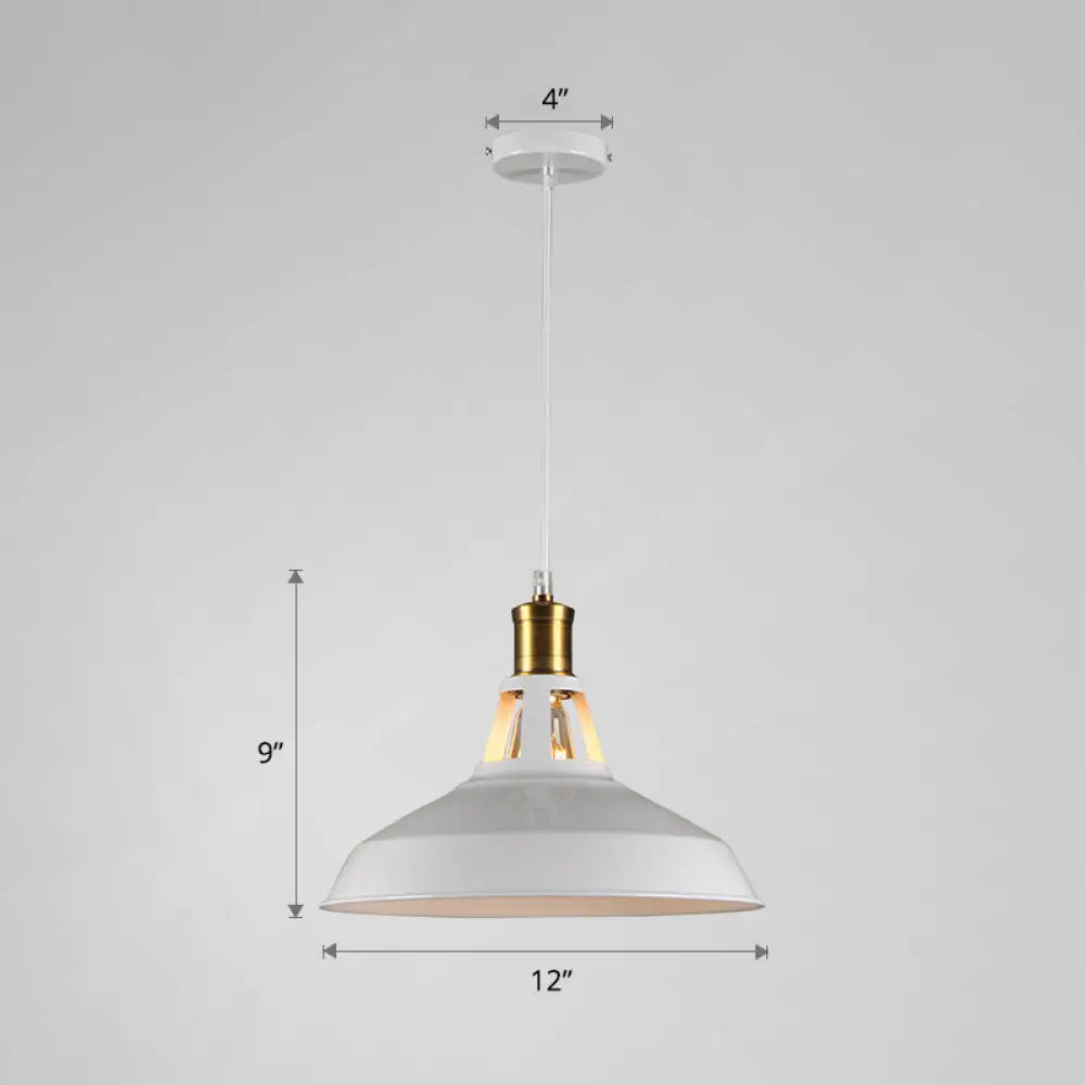 Iron Hanging Pendant Light Fixture For Restaurants - Single Ceiling Pot Cover Lamp White / 12