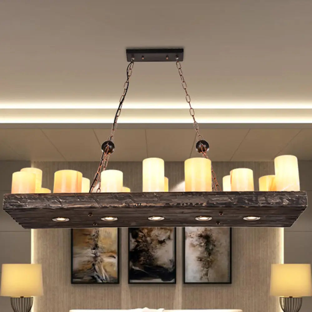 Iron Lantern Chandelier Antique Pendant Lighting For Commercial Restaurants With Wooden Accents