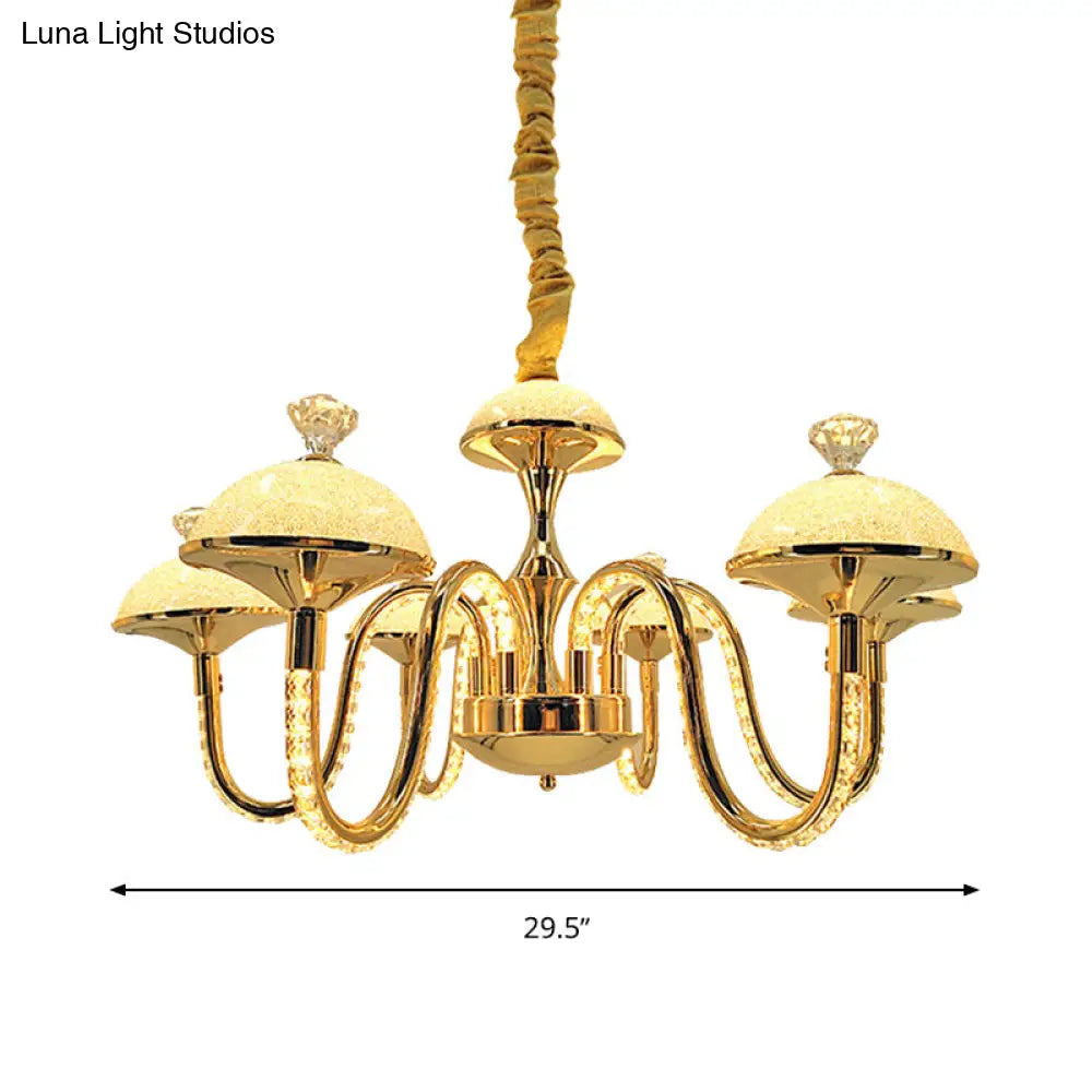K9 Crystal Pendant Chandelier With Led Gold Hanging Light - Modernism Bowl Shape & Frosted Glass