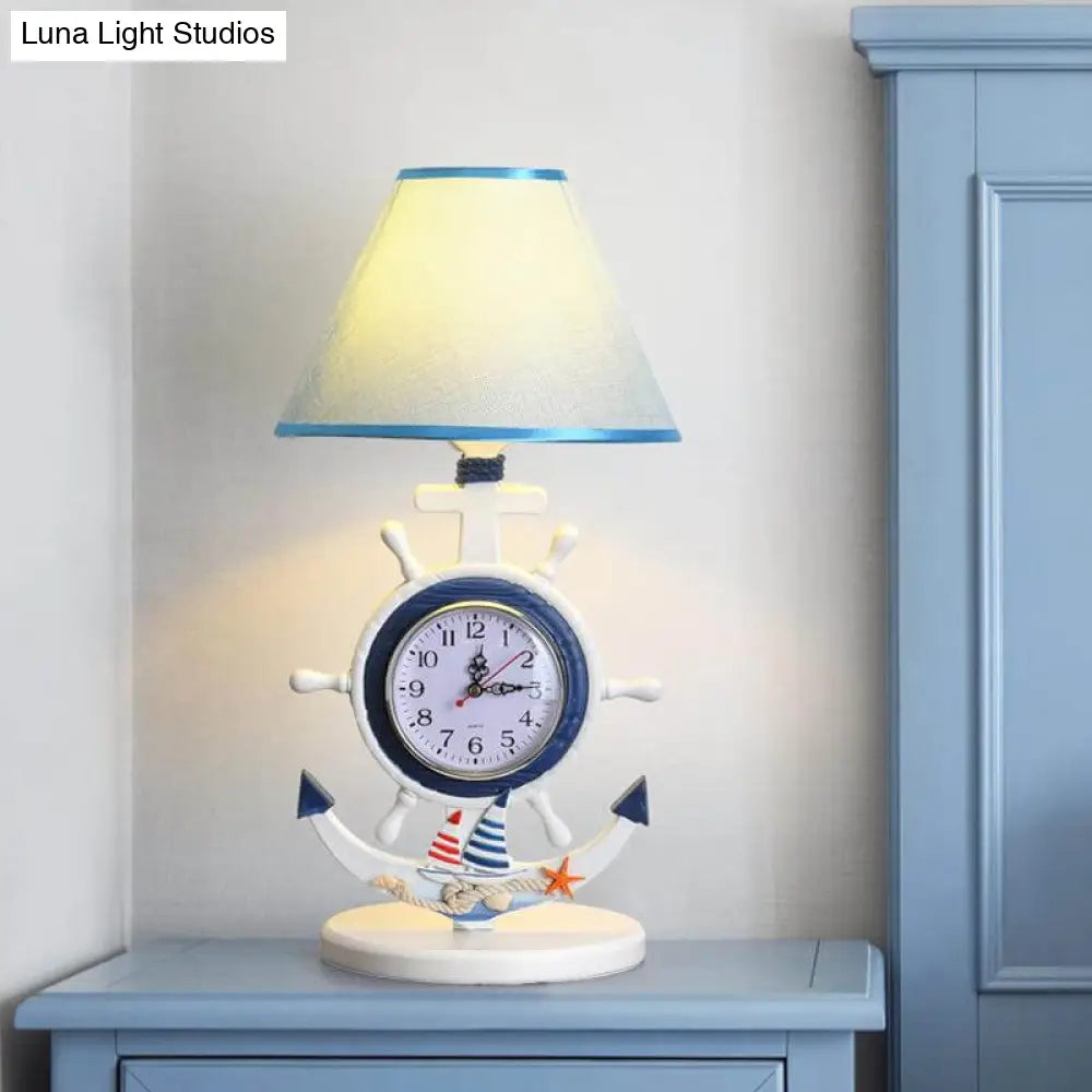 Kids Blue Desk Lamp With Clock Design - 1 Bulb Bedchamber Table Light
(Shorter Title While Still
