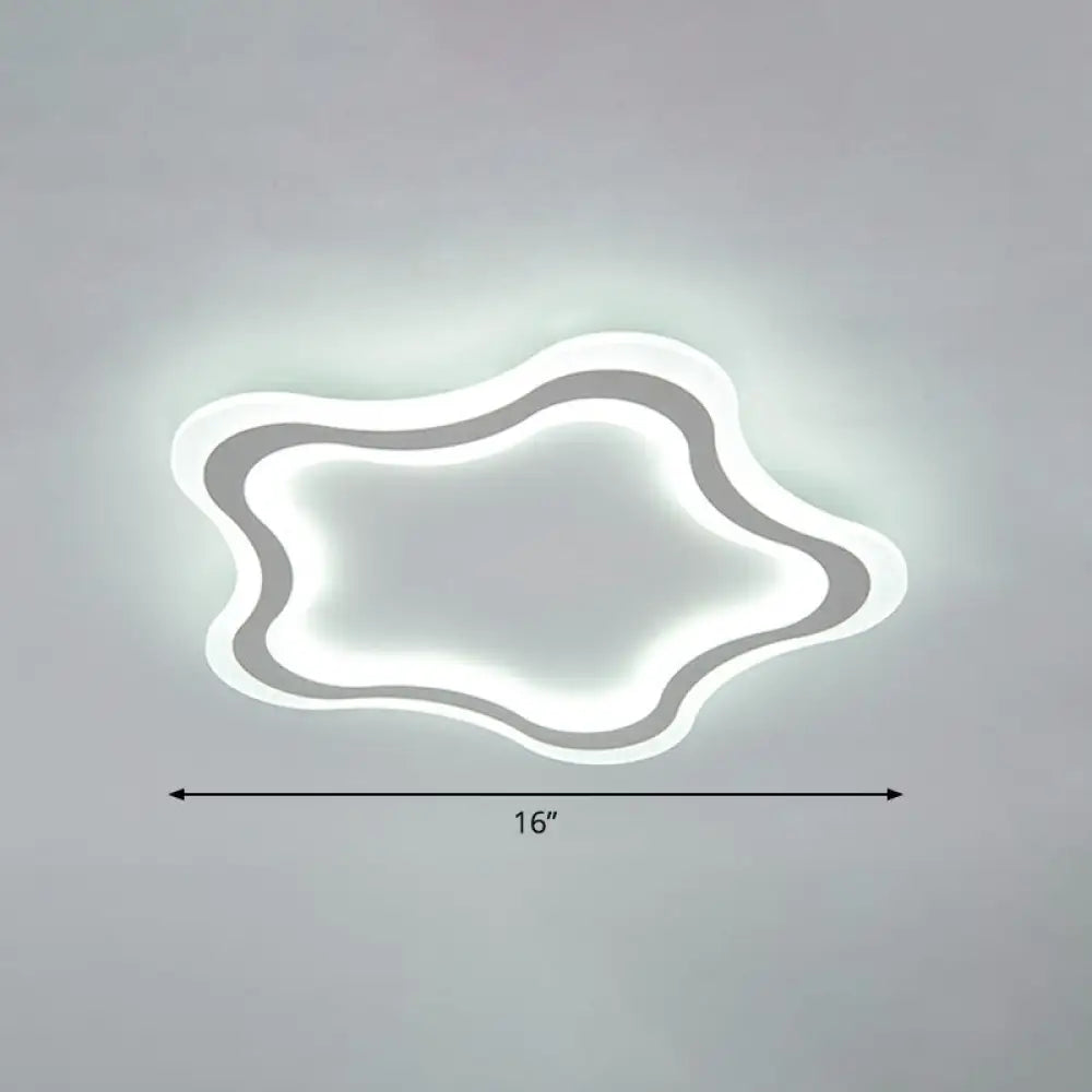 Kids’ Cartoon Acrylic Led Flushmount Ceiling Light With White Pentacle Design / 16’