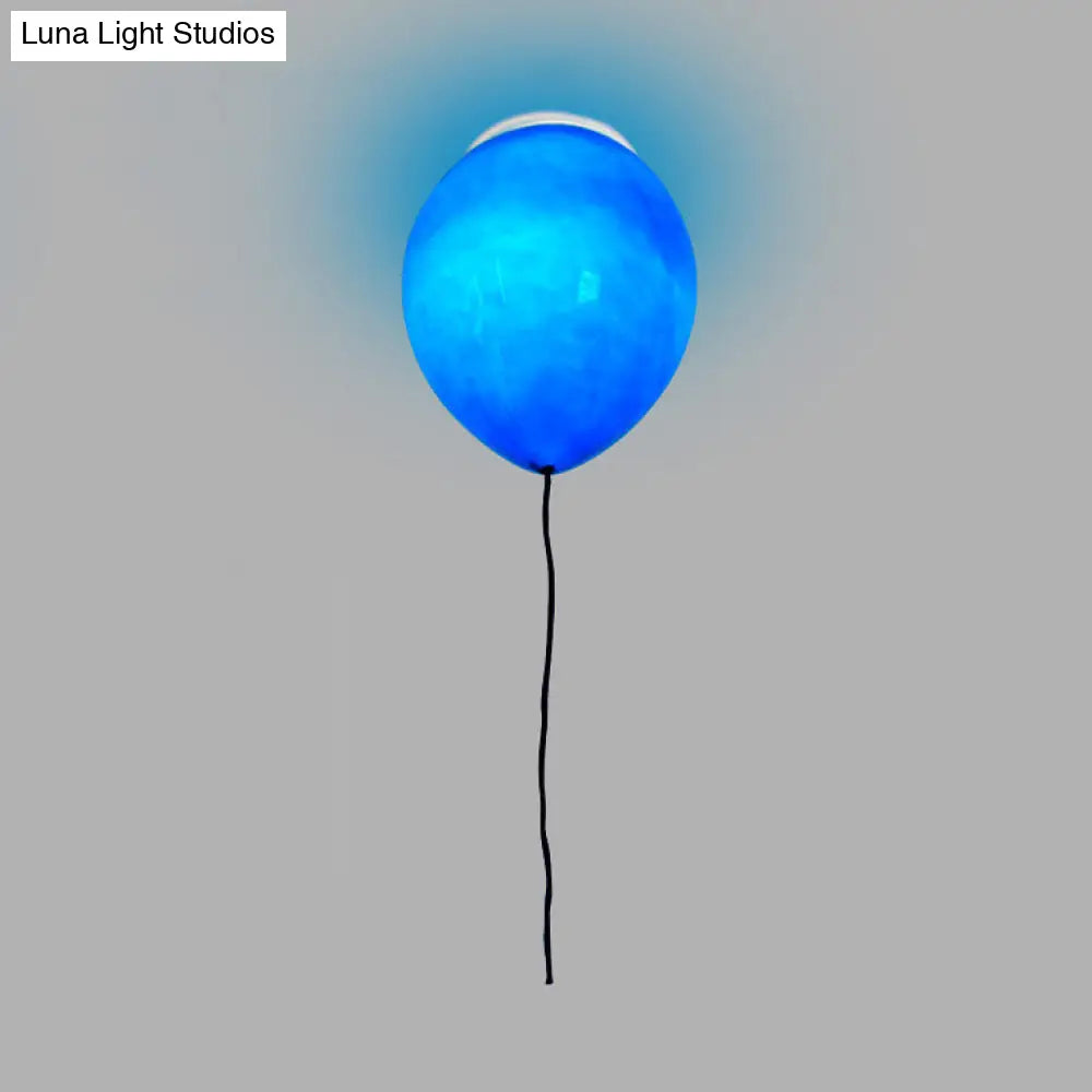 Kids Cartoon Balloon Glass Flush Mount Ceiling Light Fixture For Bedroom Blue / 6