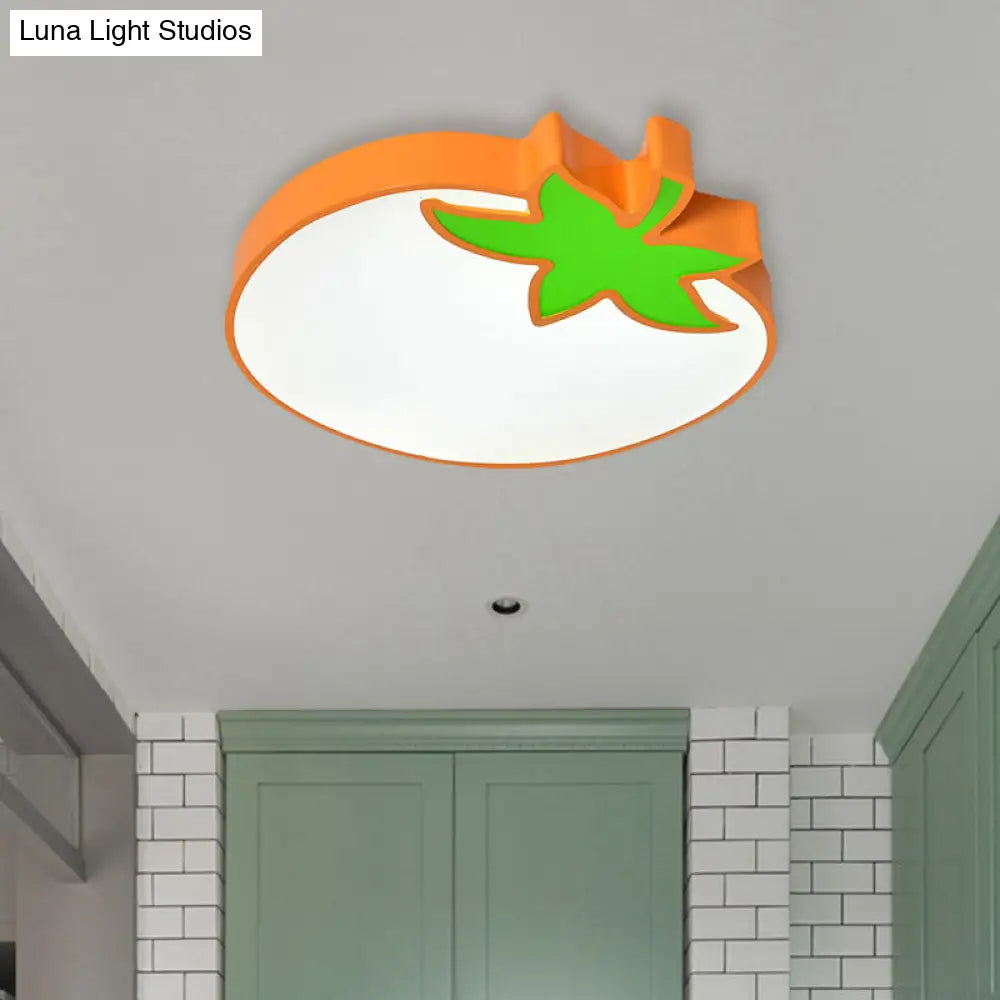Kid’s Room Cartoon Vegetable Ceiling Mount Led Flush Light In White