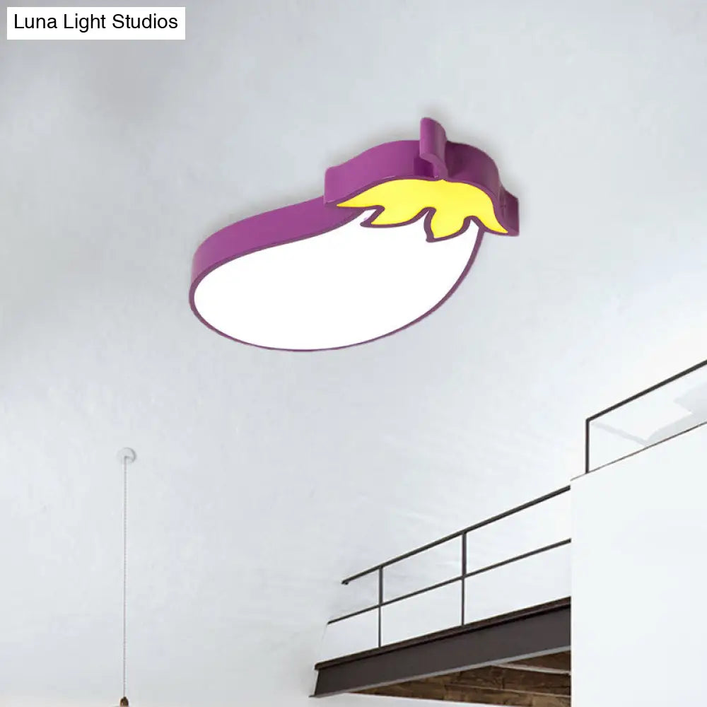 Kid’s Room Cartoon Vegetable Ceiling Mount Led Flush Light In White