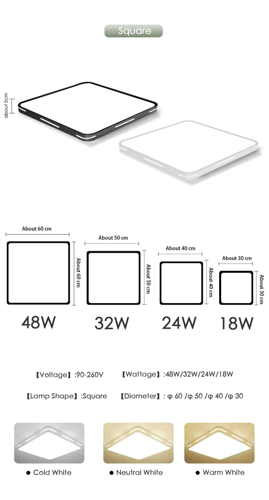 Leah -Modern Led Ceiling Light Lamp Lighting Fixture Surface Mount Flush Remote Control Dimmable