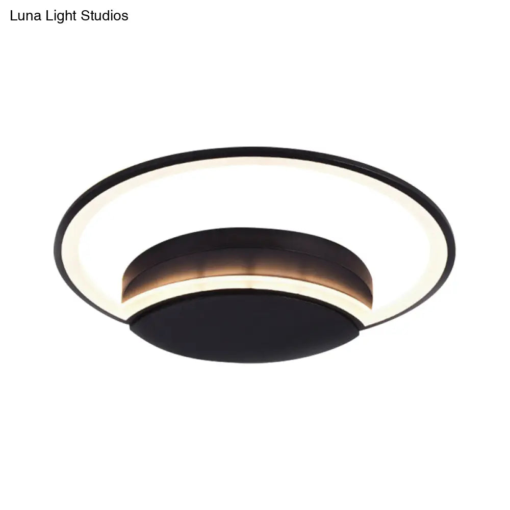 Led Bedroom Ceiling Light - 16’/19.5’/23.5’ Wide Circle Acrylic Shade In White/Black Warm/White