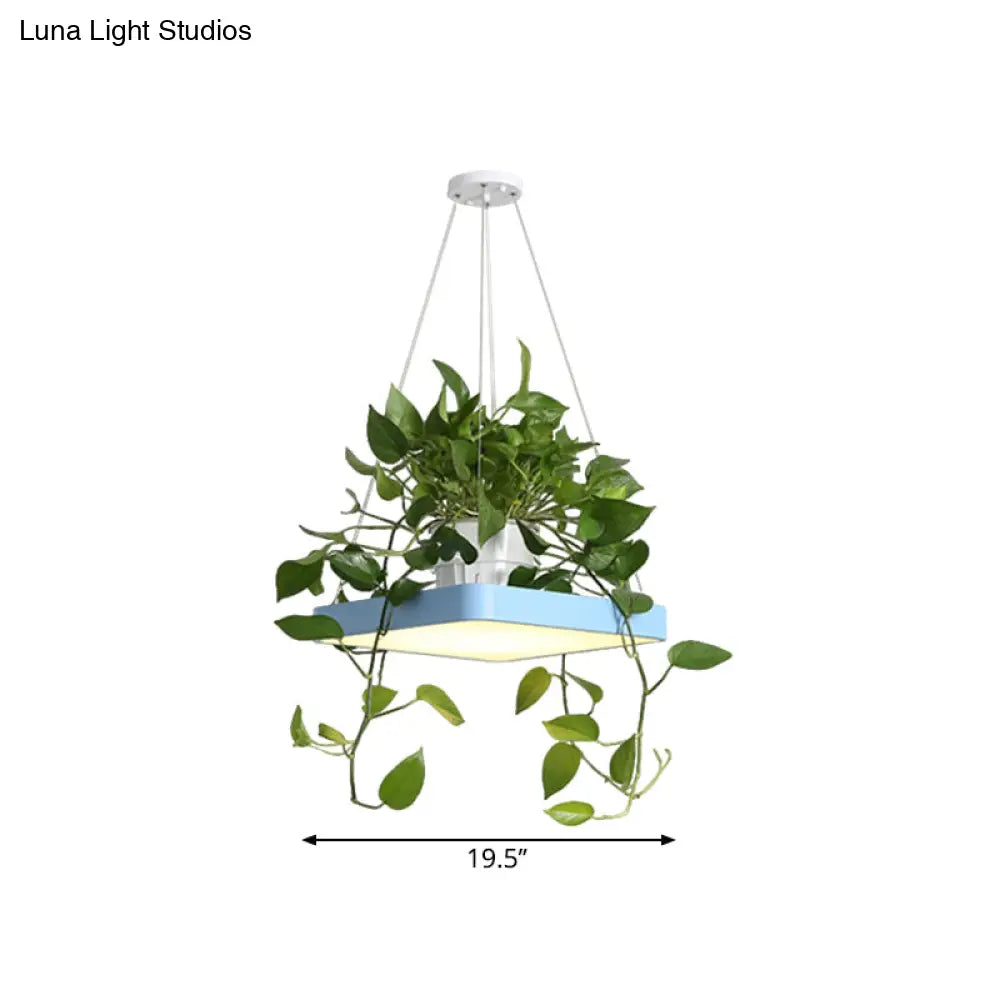 Led Chandelier Light Fixture With Acrylic Shade - Antiqued Style For Dining Room Black/White/Blue