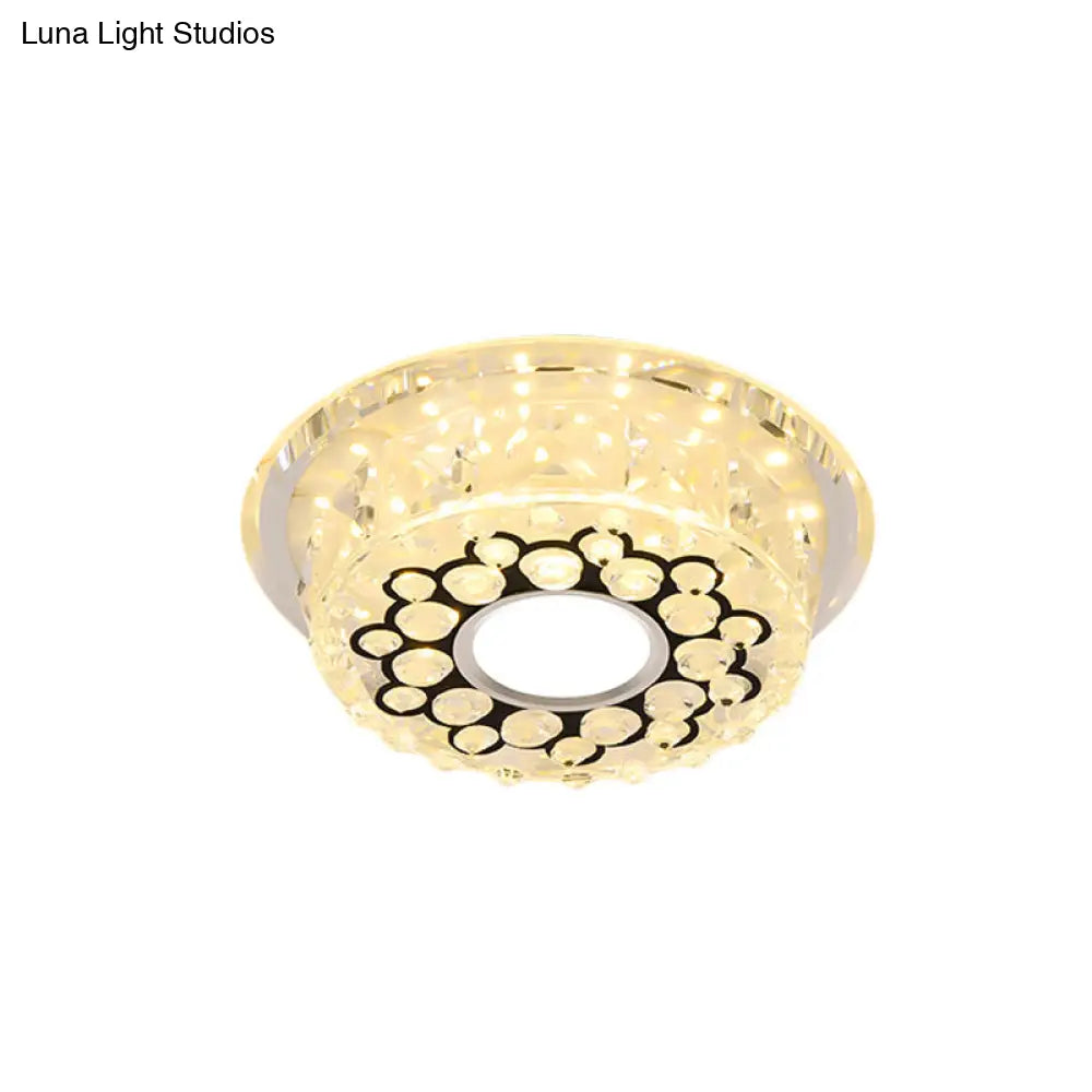Led Crystal Ceiling Light With Bubble Pattern - Modern Flush Mount Fixture