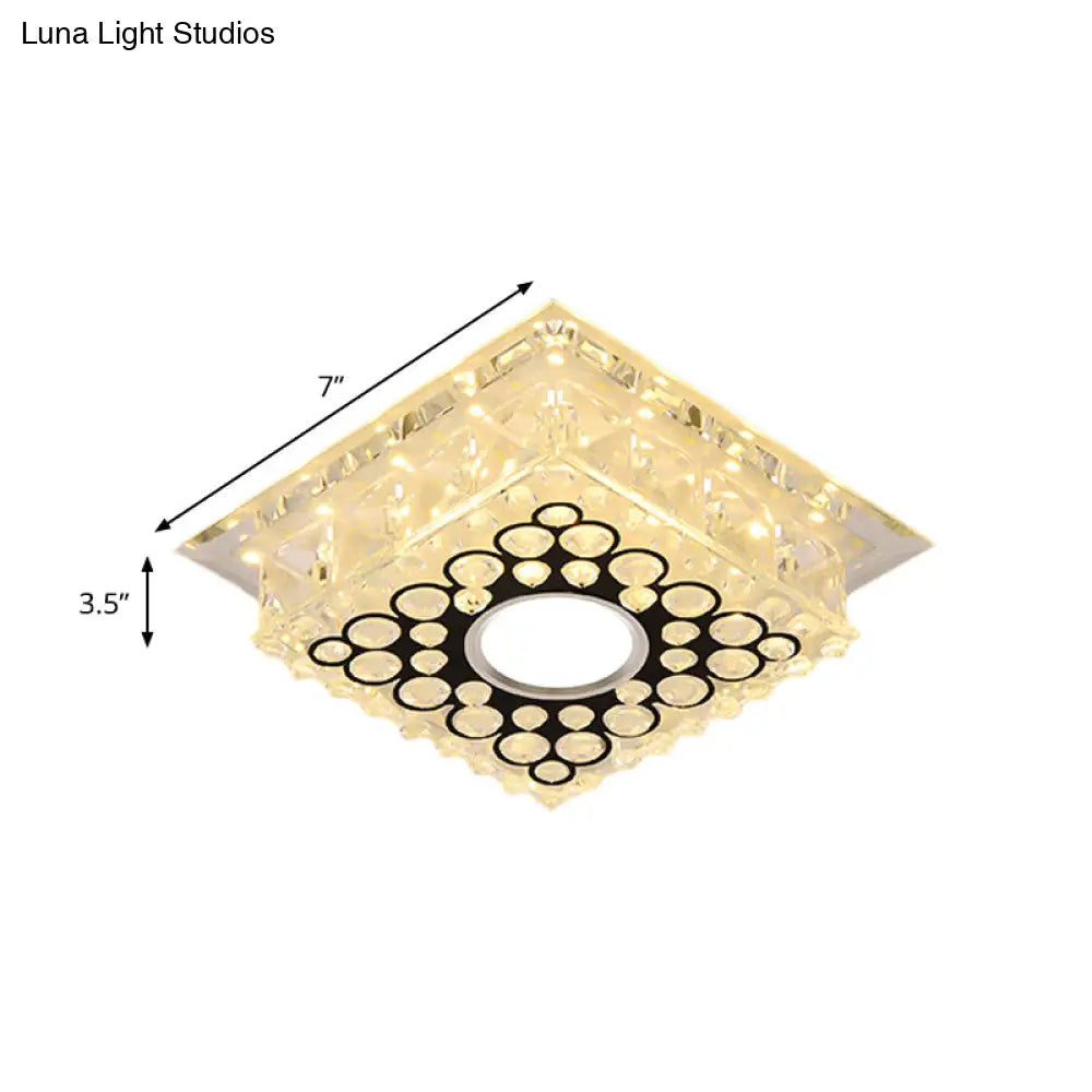 Led Crystal Ceiling Light With Bubble Pattern - Modern Flush Mount Fixture