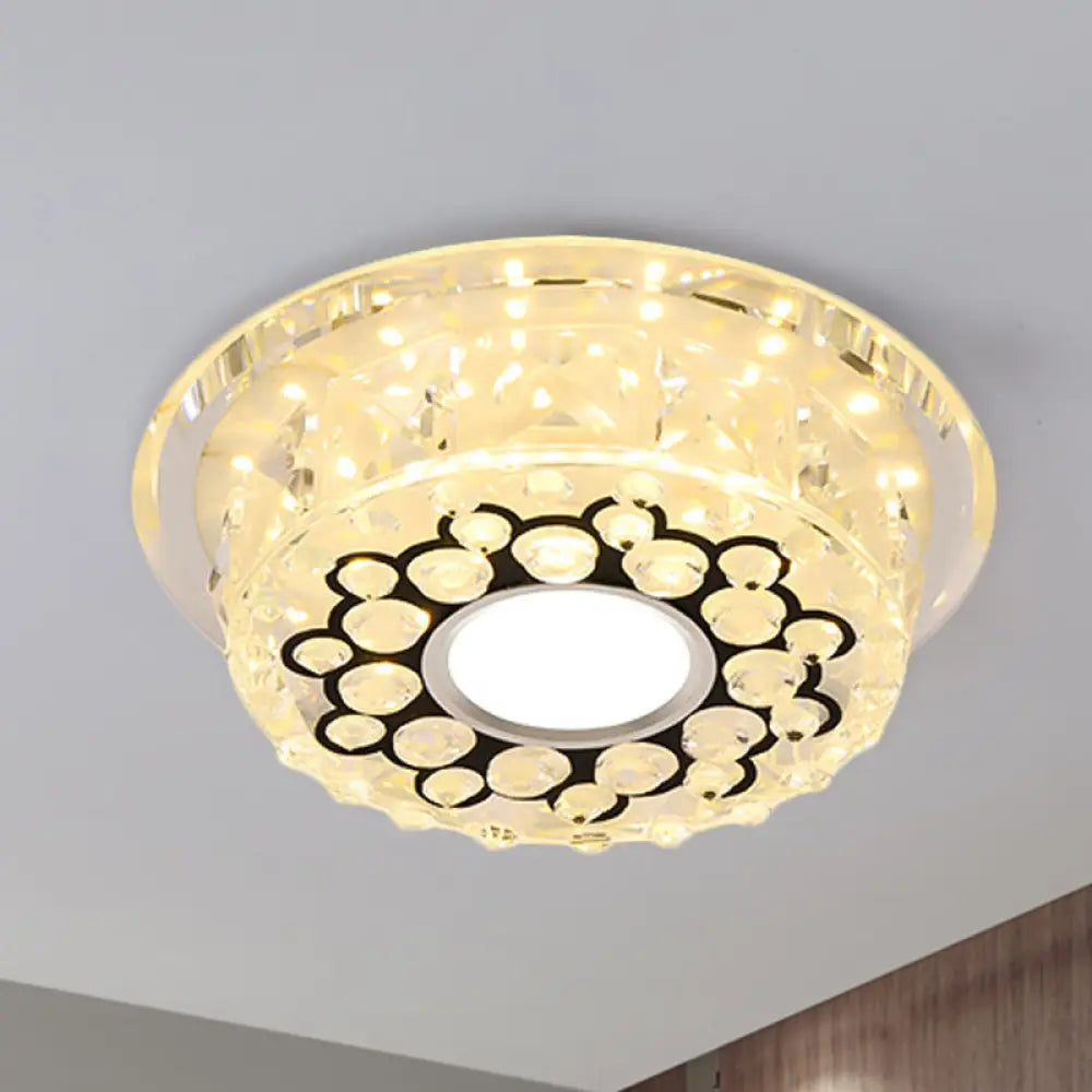 Led Crystal Ceiling Light With Bubble Pattern - Modern Flush Mount Fixture Clear / Round