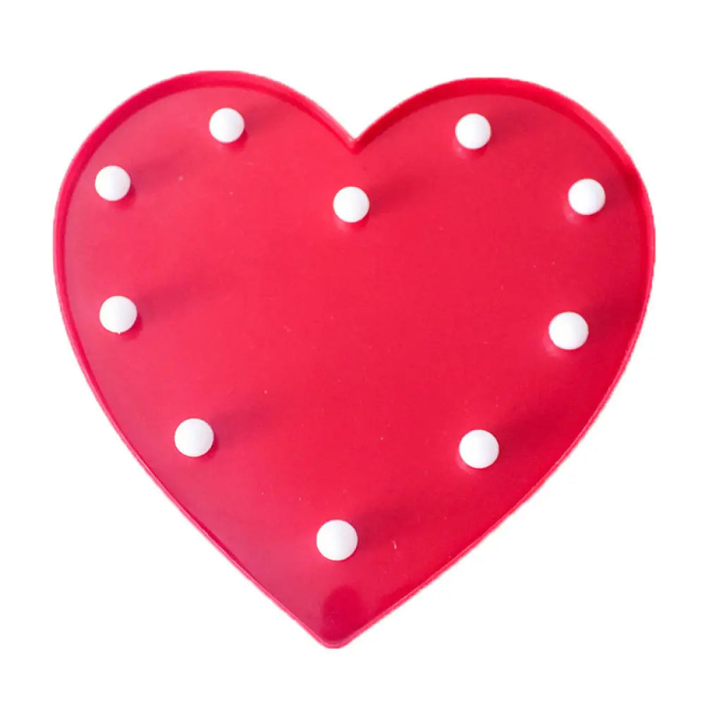 Led Heart Shaped Battery Nightstand Lamp Decorative Plastic Bedroom Wall Lighting