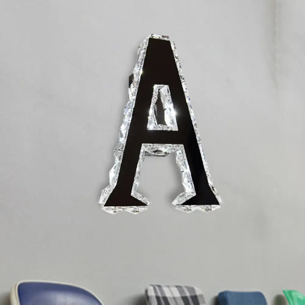 Led Modern Black Wall Lamp With A-Shaped Crystal Shade And Adjustable Light Temperature / Warm