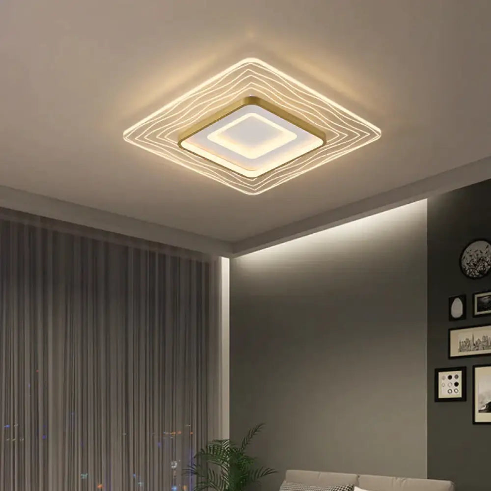LED Modern Simple Circular Square Bedroom Dining Room Ceiling Lamp Square / Small / Tri-color light Ceiling