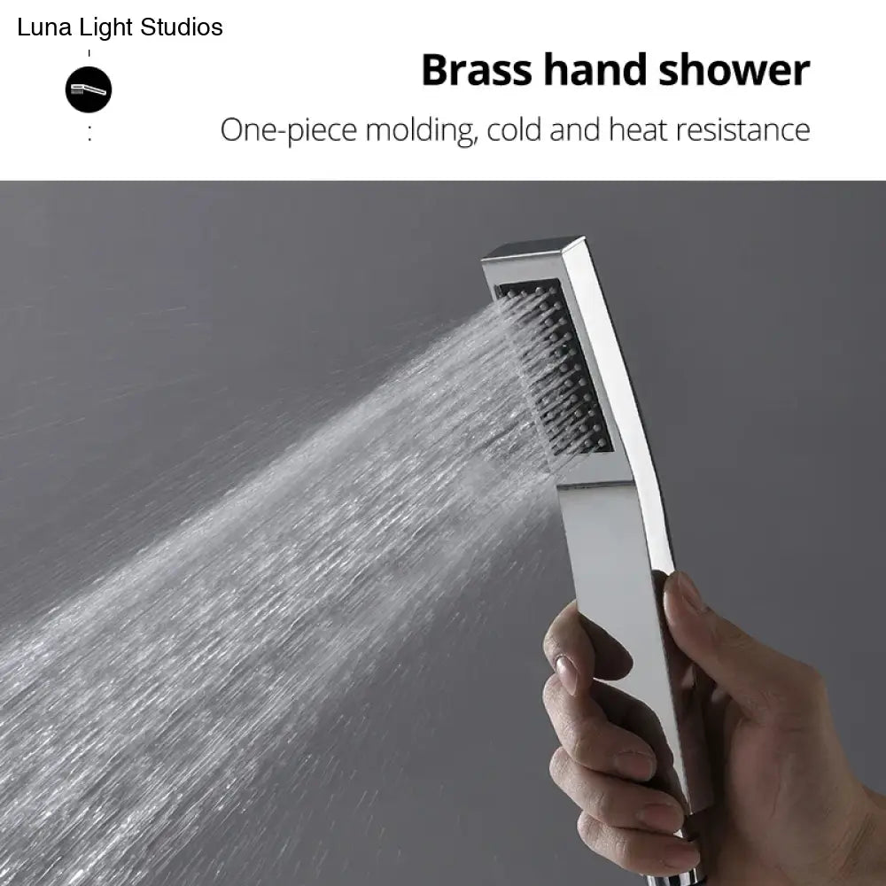 LED Shower Ceiling Large Rainfall Bathroom Thermostatic Faucets Set Waterfall Mist Bubble Showerhead 6 Functions System