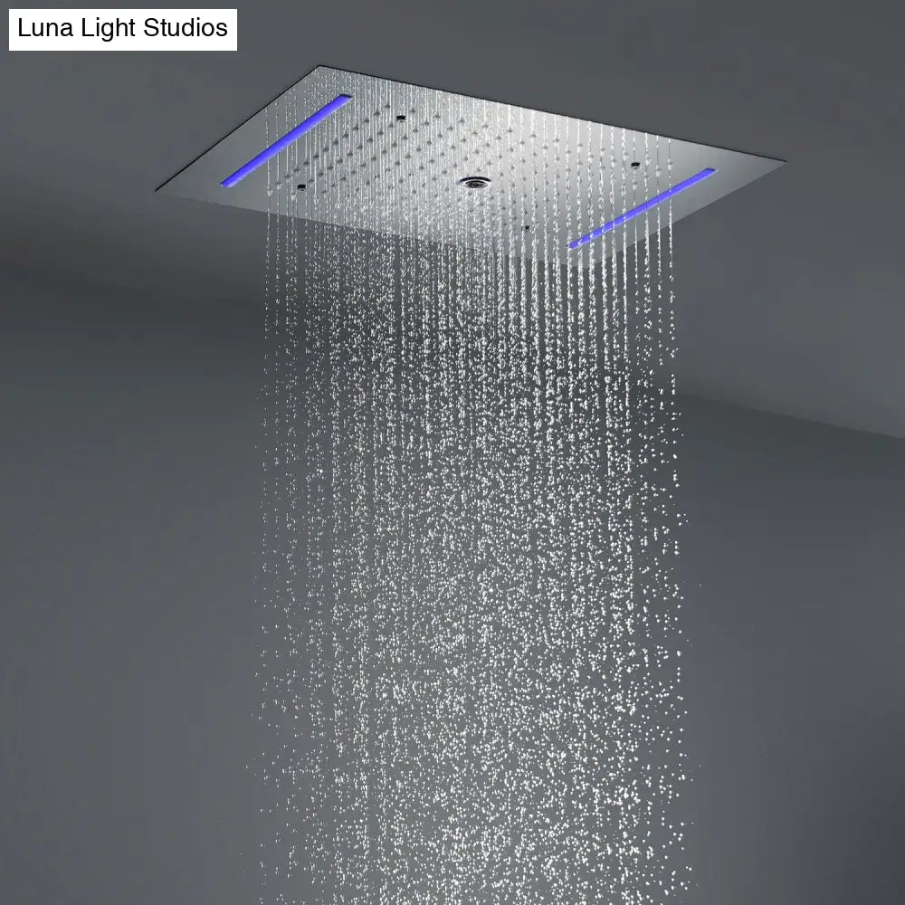 LED Shower Set Thermostatic 3 Ways Ceiling Massage Column and Rainfall Bathroom Chrome Surface shower Faucet