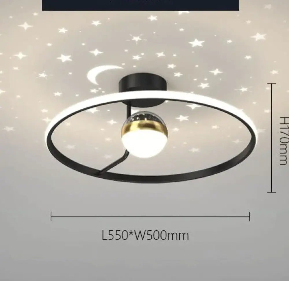 Light Luxury Romantic Starry Sky Bedroom Ceiling Lamp Moon LED Lamp B / Stepless dimming Ceiling