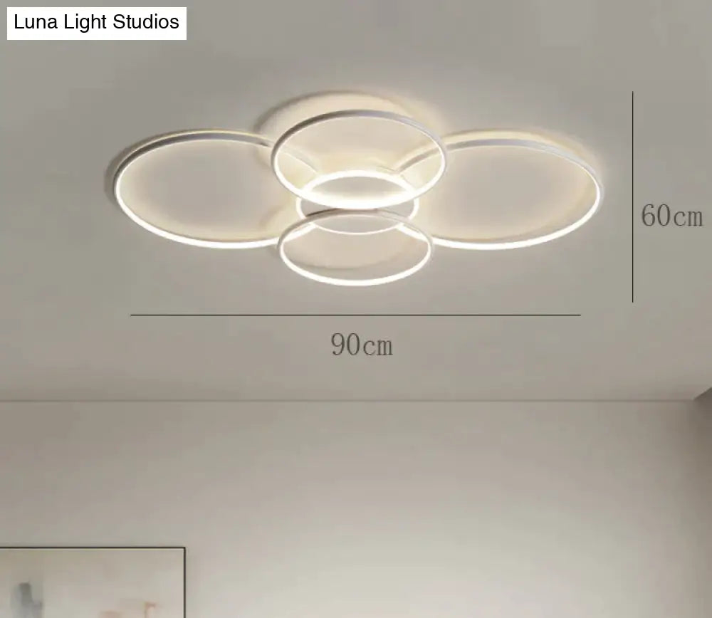 Living Room Main Lamp Atmospheric Hall Minimalist Circular Ring Indoor Ceiling White / L 90Cm Warm