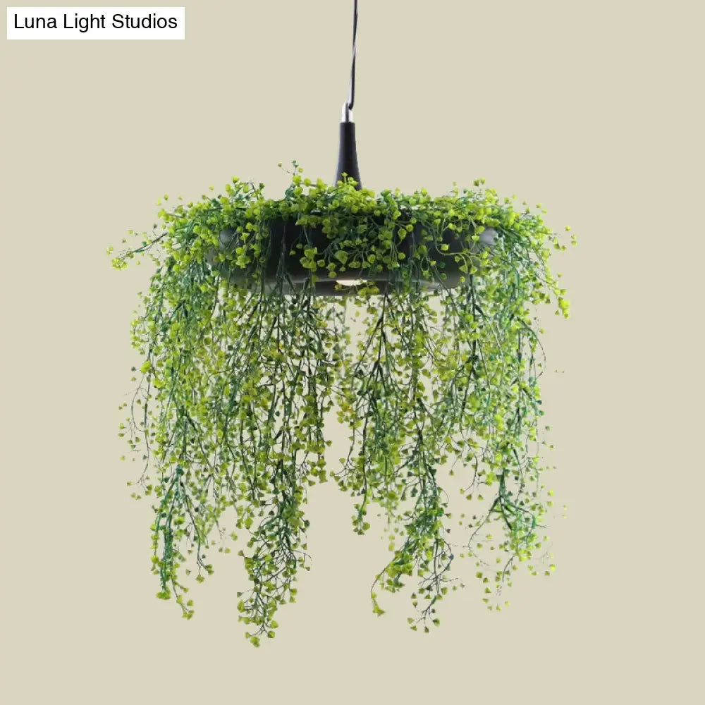 Loft Style Metal Pendant Lighting With Donut Design | 1-Bulb Hanging Ceiling Light For Balcony