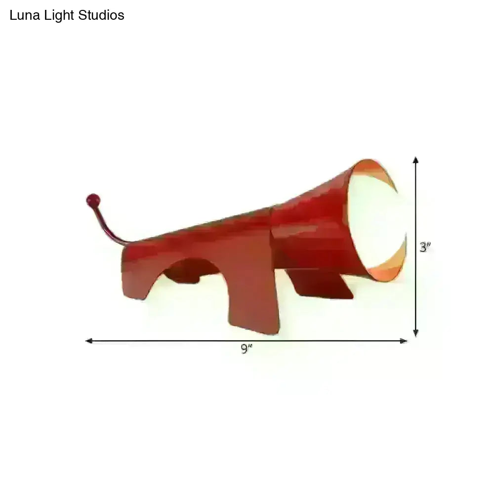 Lucy - Cartoon Red/Yellow Night Table Lamp Dog-Like Metallic Shade
