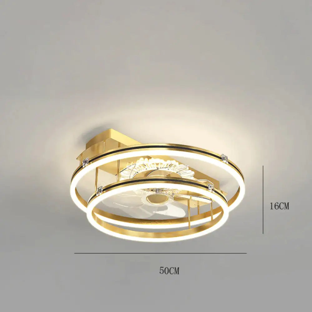Luxury Fan Living Room Round Ceiling Lamp Simple Lamps Gold / C / Stepless dimming Ceiling