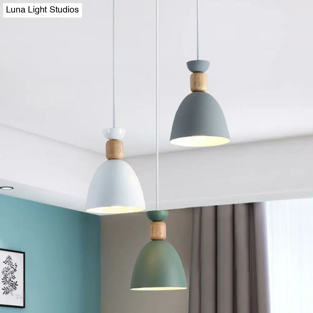 Macaron 3-Head Metallic Multi Ceiling Light: Inverted Cup Design White Suspension Lighting