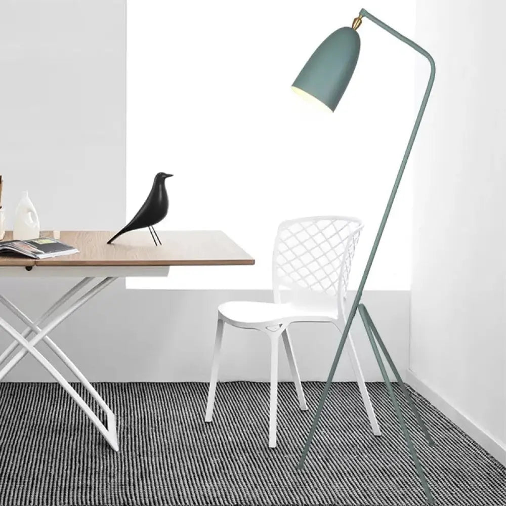 Macaron Loft Metal Floor Light With Domed Shade - One Bulb Candy Color Perfect For Meeting Rooms