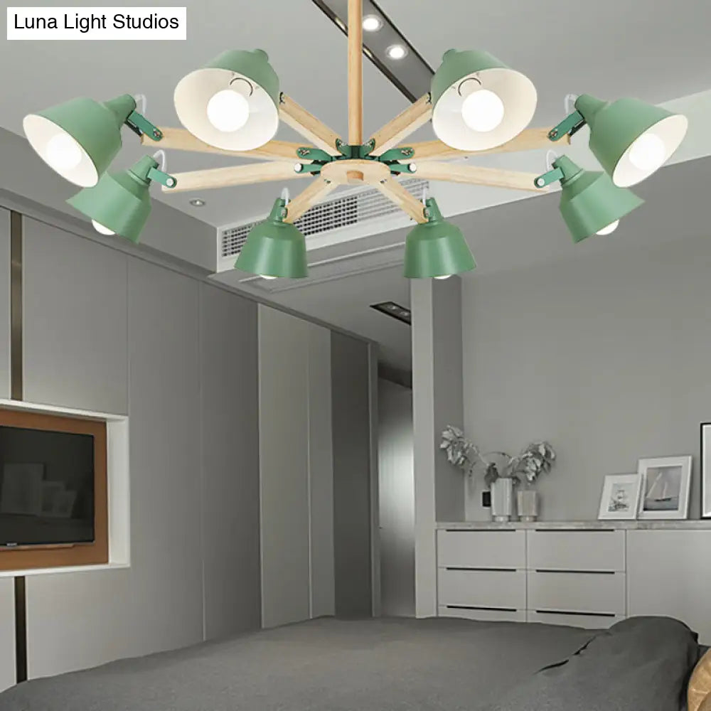 Macaron Multi-Head Metal Bucket Chandelier: Playful Hanging Light For Kindergarten