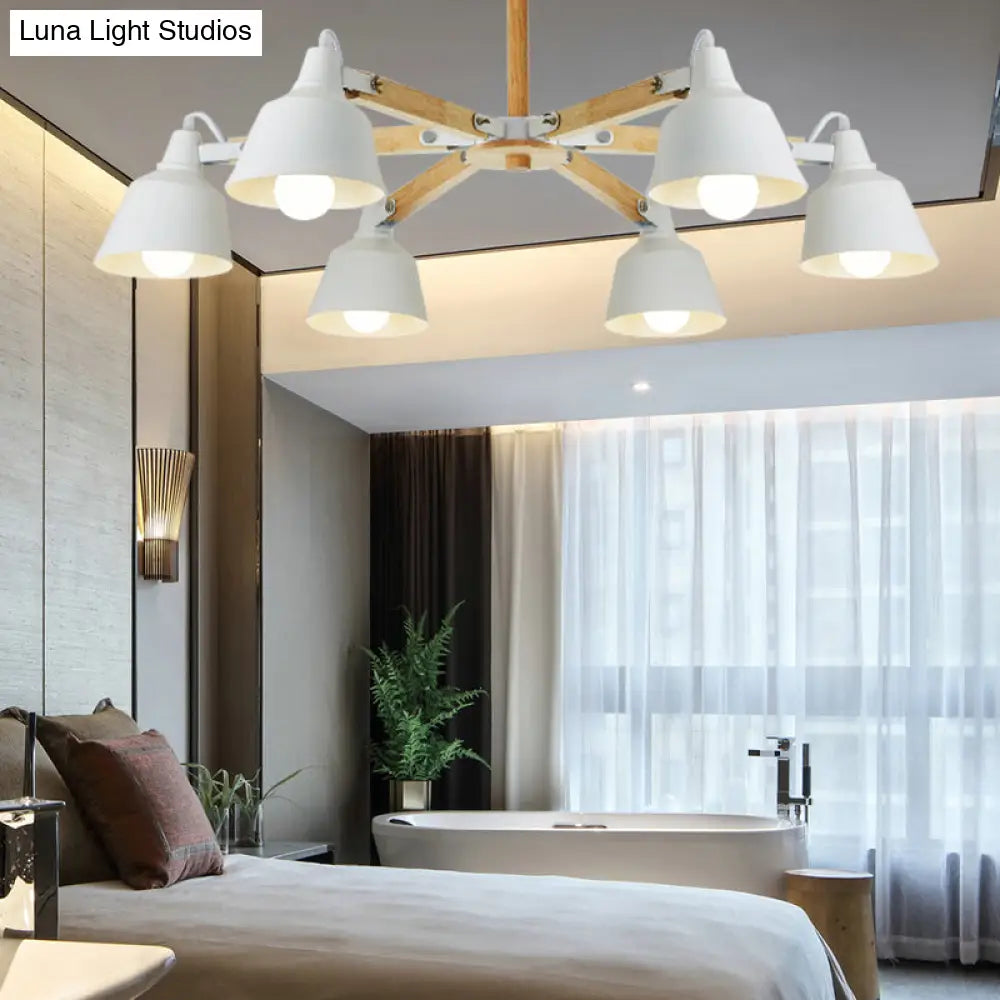 Macaron Multi-Head Metal Bucket Chandelier: Playful Hanging Light For Kindergarten