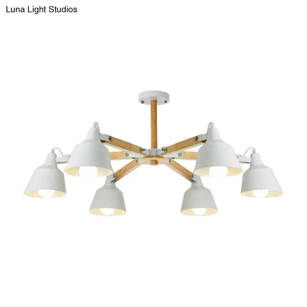 Macaron Multi-Head Metal Bucket Chandelier: Playful Hanging Light For Kindergarten