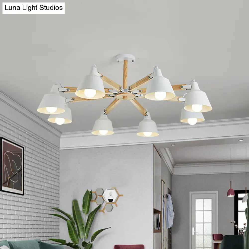 Macaron Multi-Head Metal Bucket Chandelier: Playful Hanging Light For Kindergarten