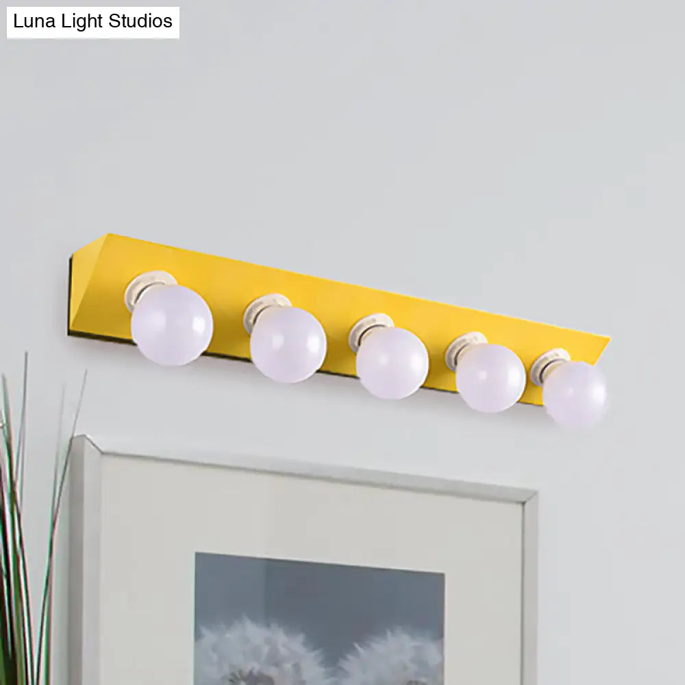 Macaron Style 5-Light Metal Vanity Sconce In Pink/Yellow - Brighten Up Your Walls