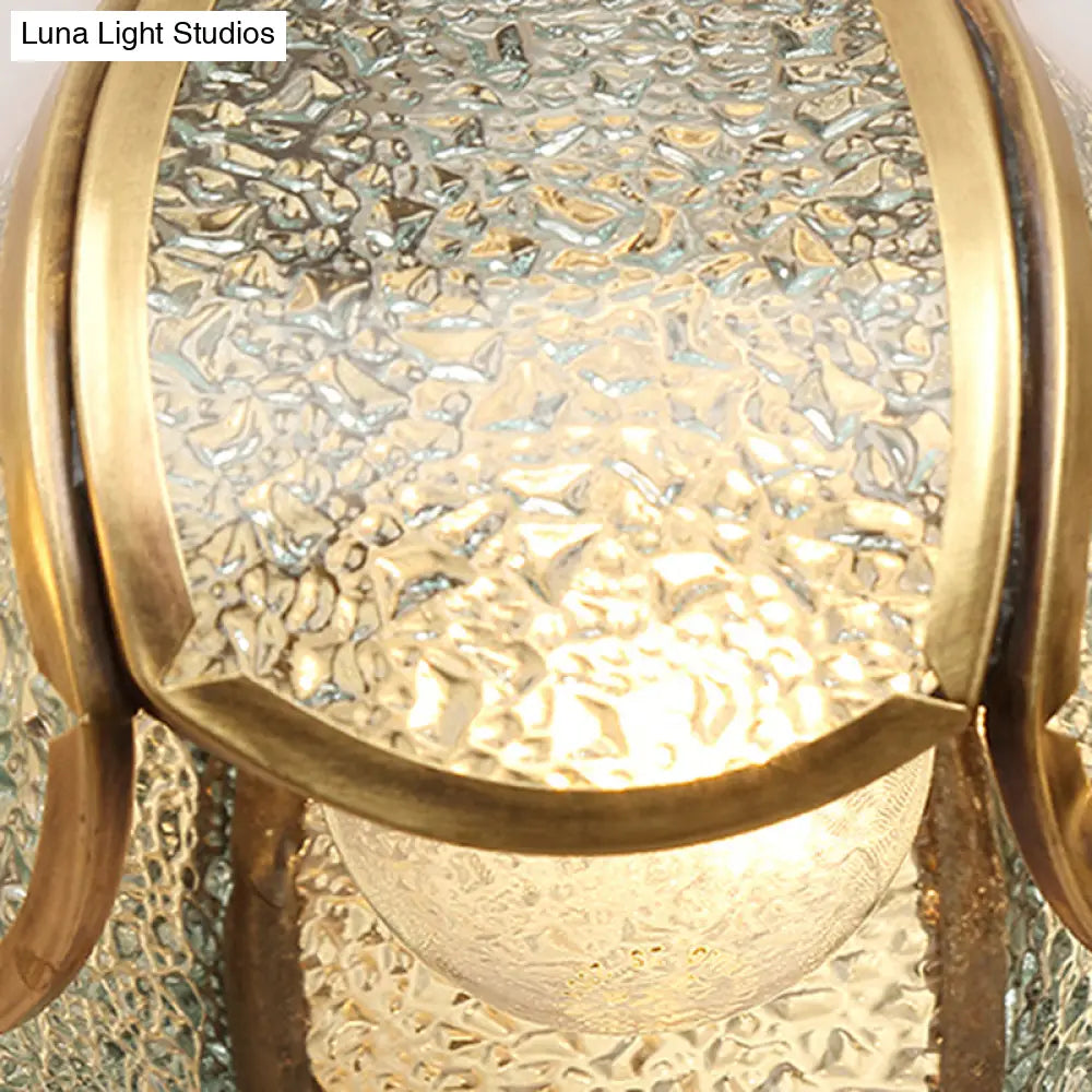 Mid-Century Style Brass Vanity Sconce With Glass Shade For Bathroom Lighting
