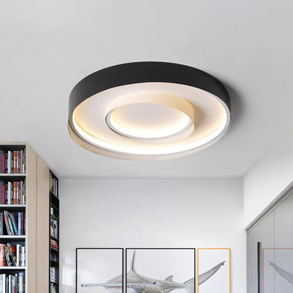 Minimalist 2 - Circle Led Hotel Flush Mount Light - 18/22 Inch Diameter Warm/White Black / 18’ Warm