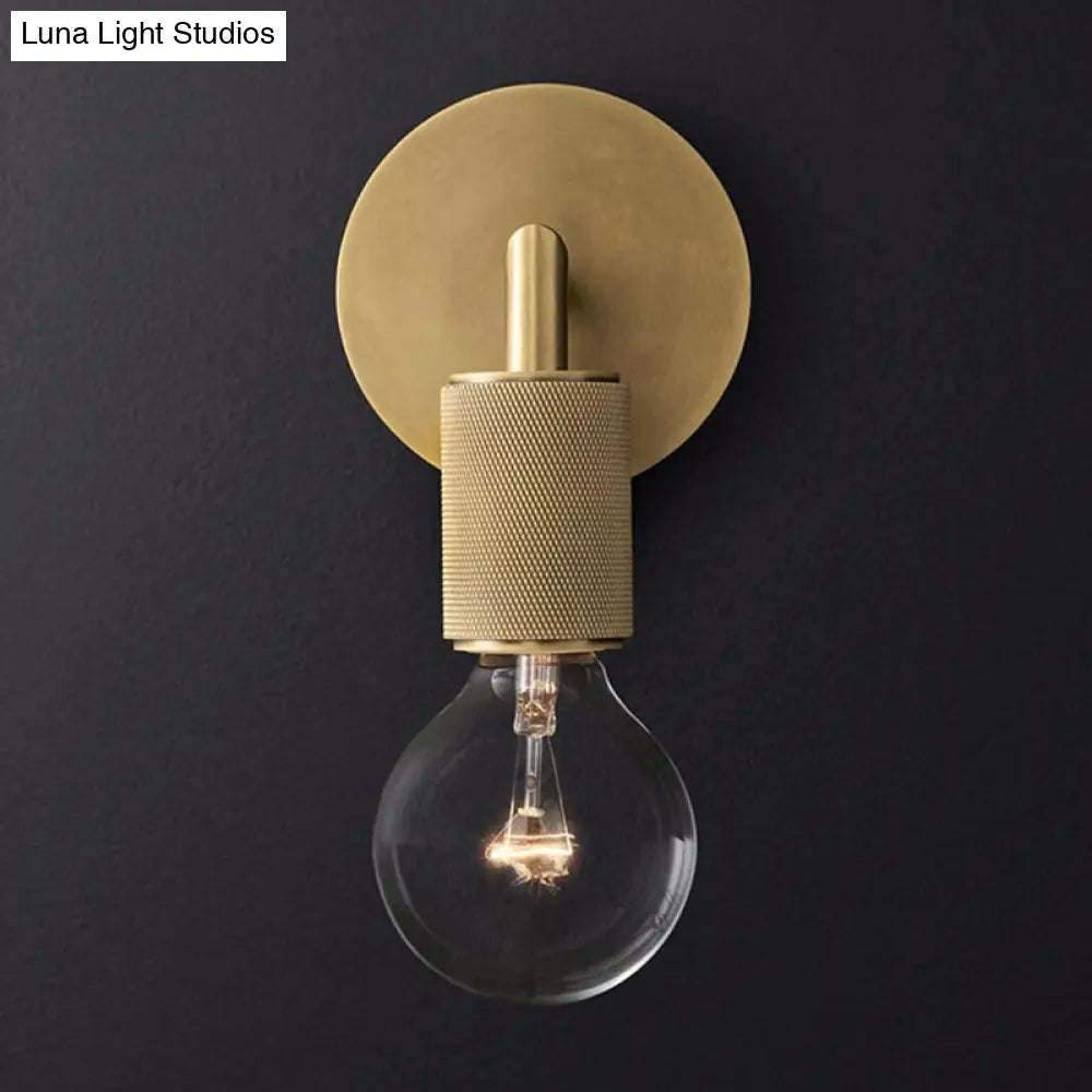 Minimalist Bare Bulb Metal Wall Lighting - 1/2-Light Indoor Sconce Lamp Black/Brass/Chrome Square