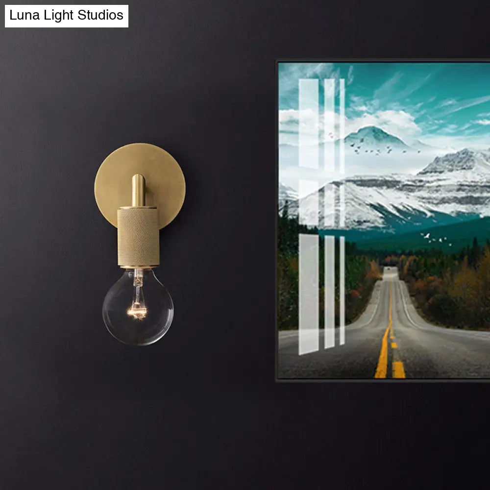 Minimalist Bare Bulb Metal Wall Lighting - 1/2-Light Indoor Sconce Lamp Black/Brass/Chrome Square