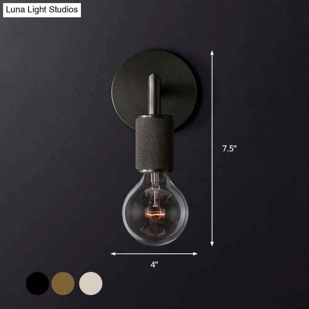 Minimalist Bare Bulb Metal Wall Lighting - 1/2-Light Indoor Sconce Lamp Black/Brass/Chrome Square