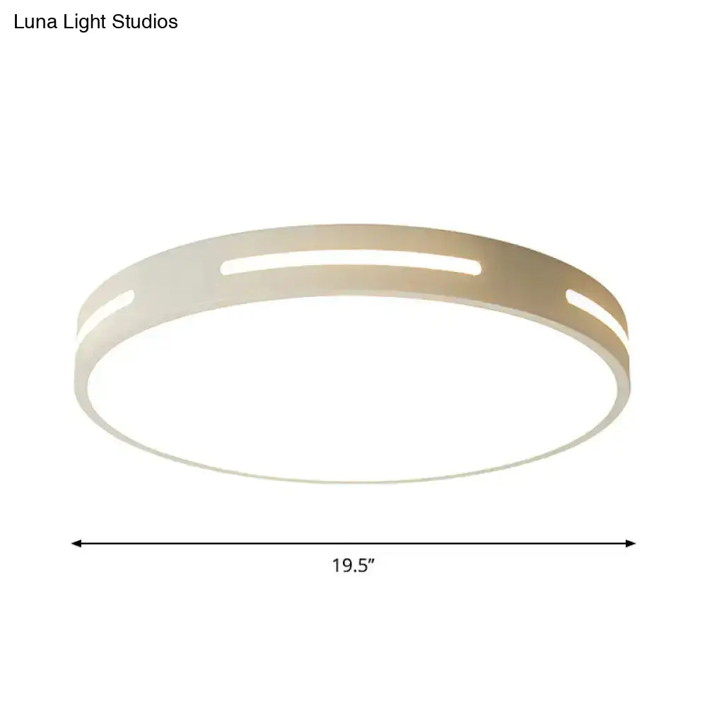 Minimalist Bedroom Ceiling Light: Square/Round Metal Flush Lamp With 12-19.5-Inch Wide Led In White