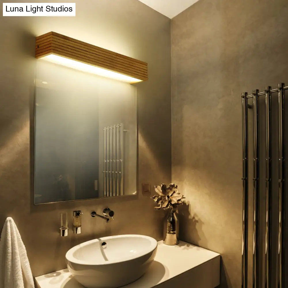 Minimalist Beige Laminated Wood Led Wall Sconce - Ideal Bedside Light Fixture