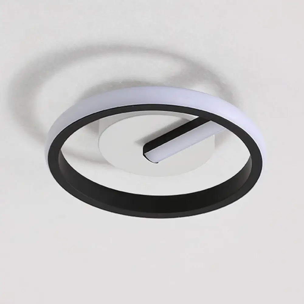 Minimalist Black Led Ceiling Flush Mount Light With Circle Metal Shade